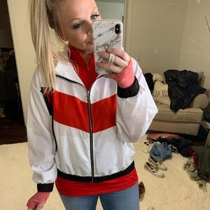 Red white & black wind breaker - M